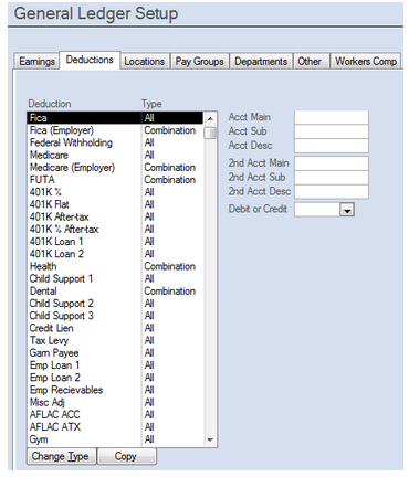 Entering General Ledger Codes for Deductions